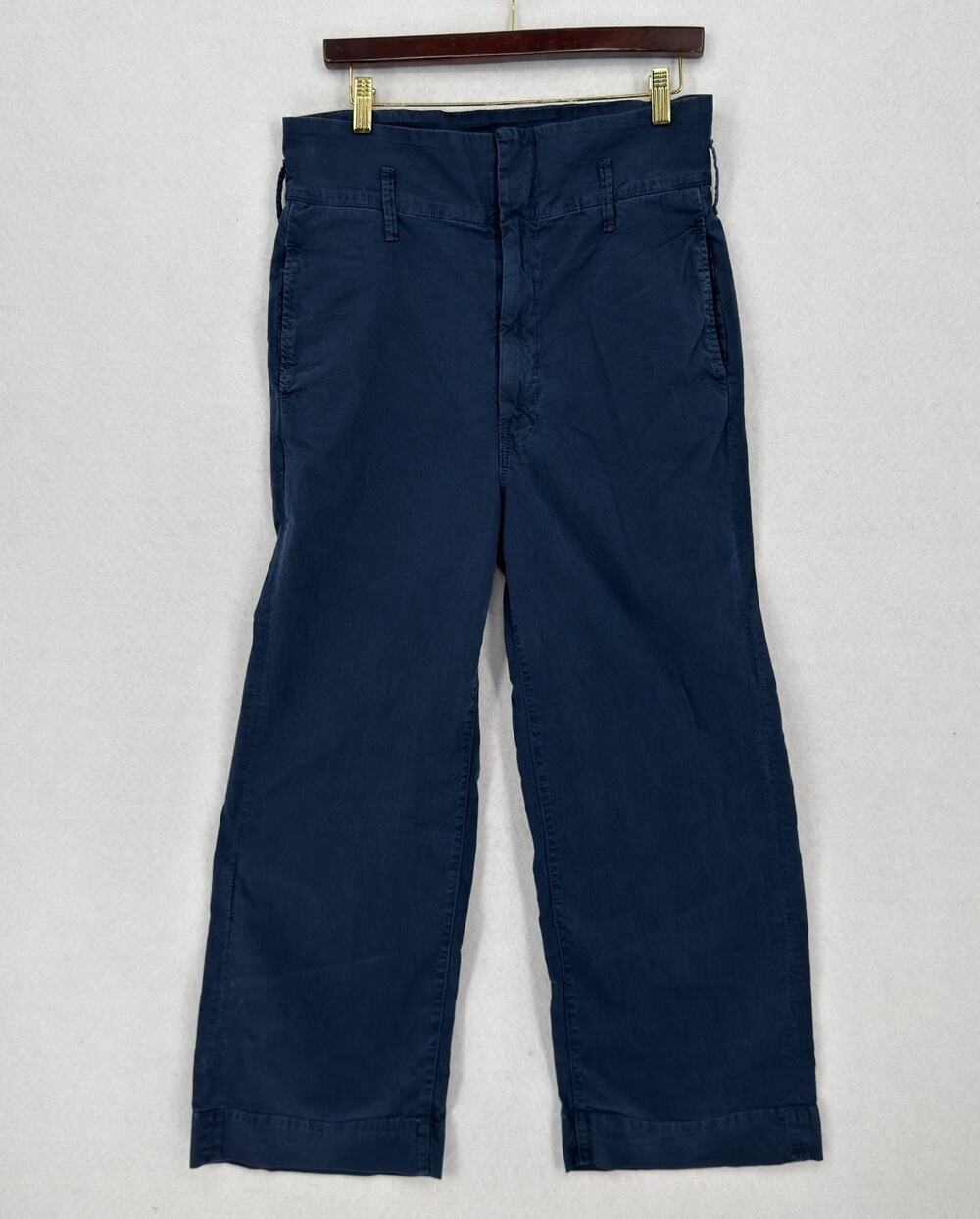 MOTHER Navy Blue The Paperbag Greaser Ankle Straight Leg Trouser Pants Sz 28